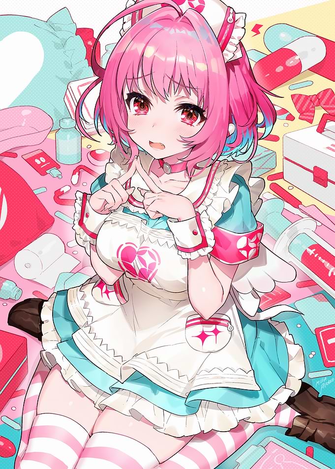Anime Nurse Girl with Pink Hair