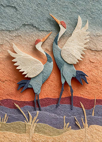 Two Cranes Stone Art
