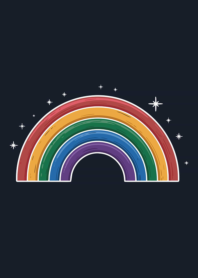 A Rainbow Sketched by Crayons