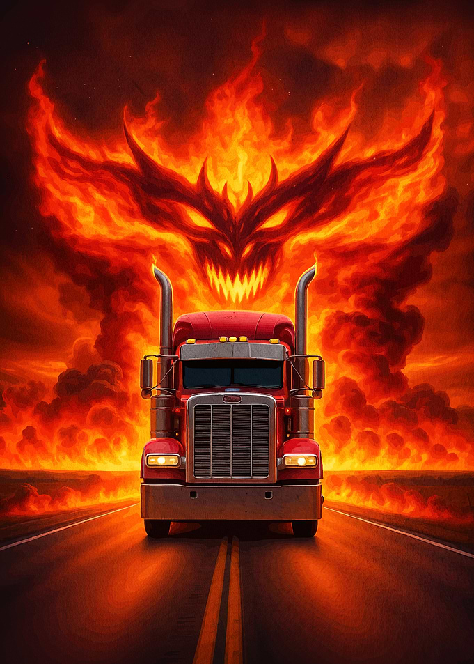Red Truck Fiery Demon