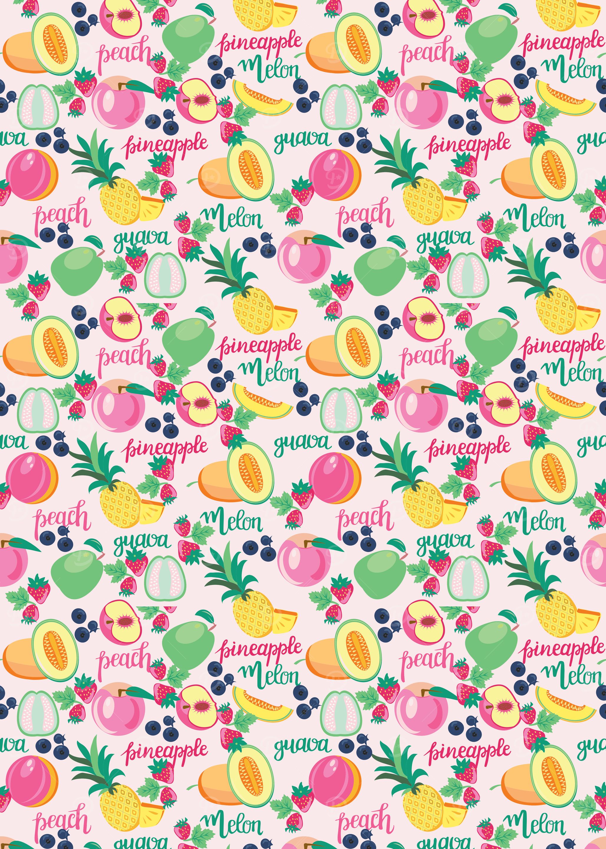 Colorful Fruit Pattern with Text