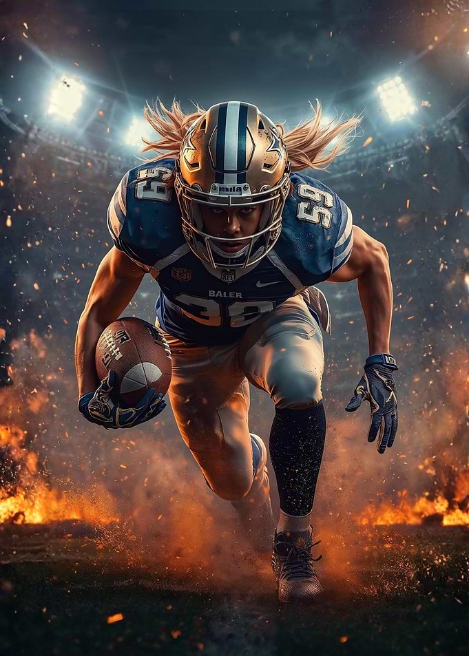 American Football Player in Action