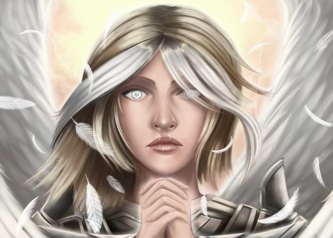 Angel Warrior with Wings and Armor