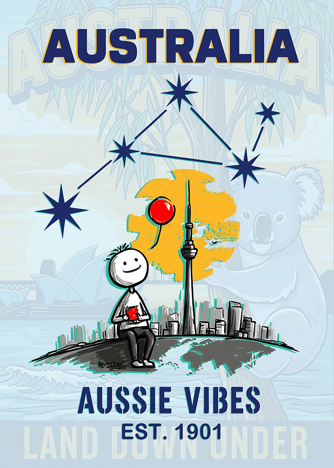 Australia: Aussie Vibes Cartoon Illustration