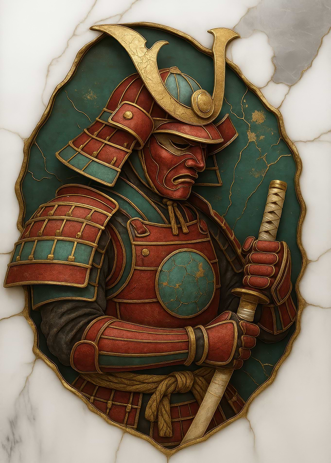 Samurai Warrior in Armor with Sword