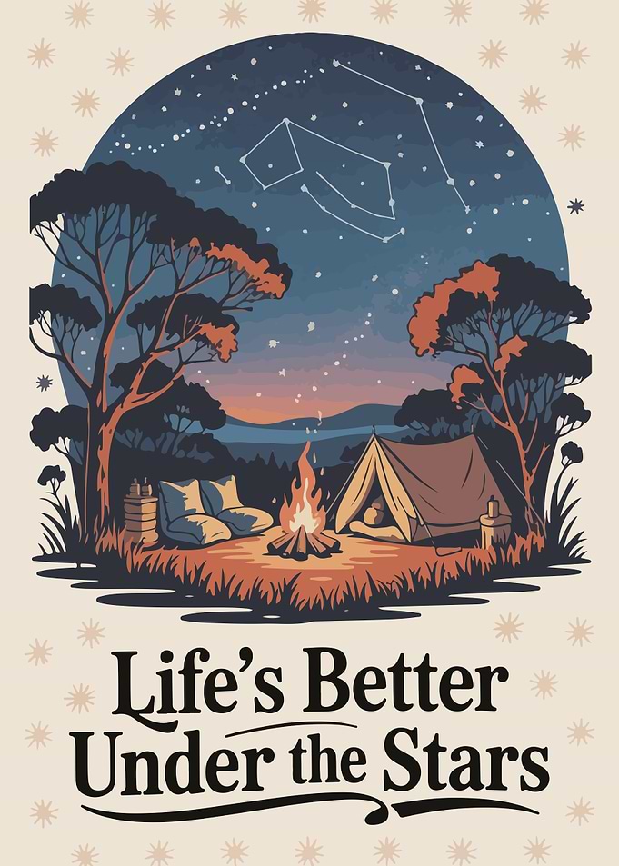 Camping Under the Stars Illustration