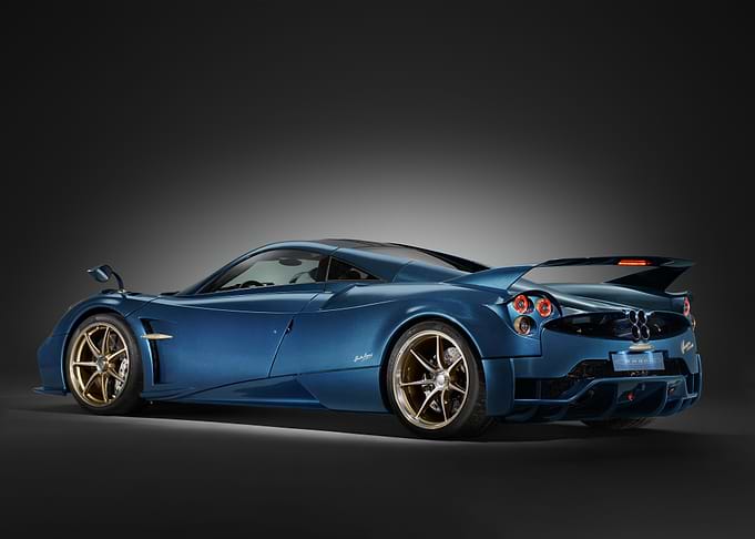 Blue Pagani Huayra Imola Rear View