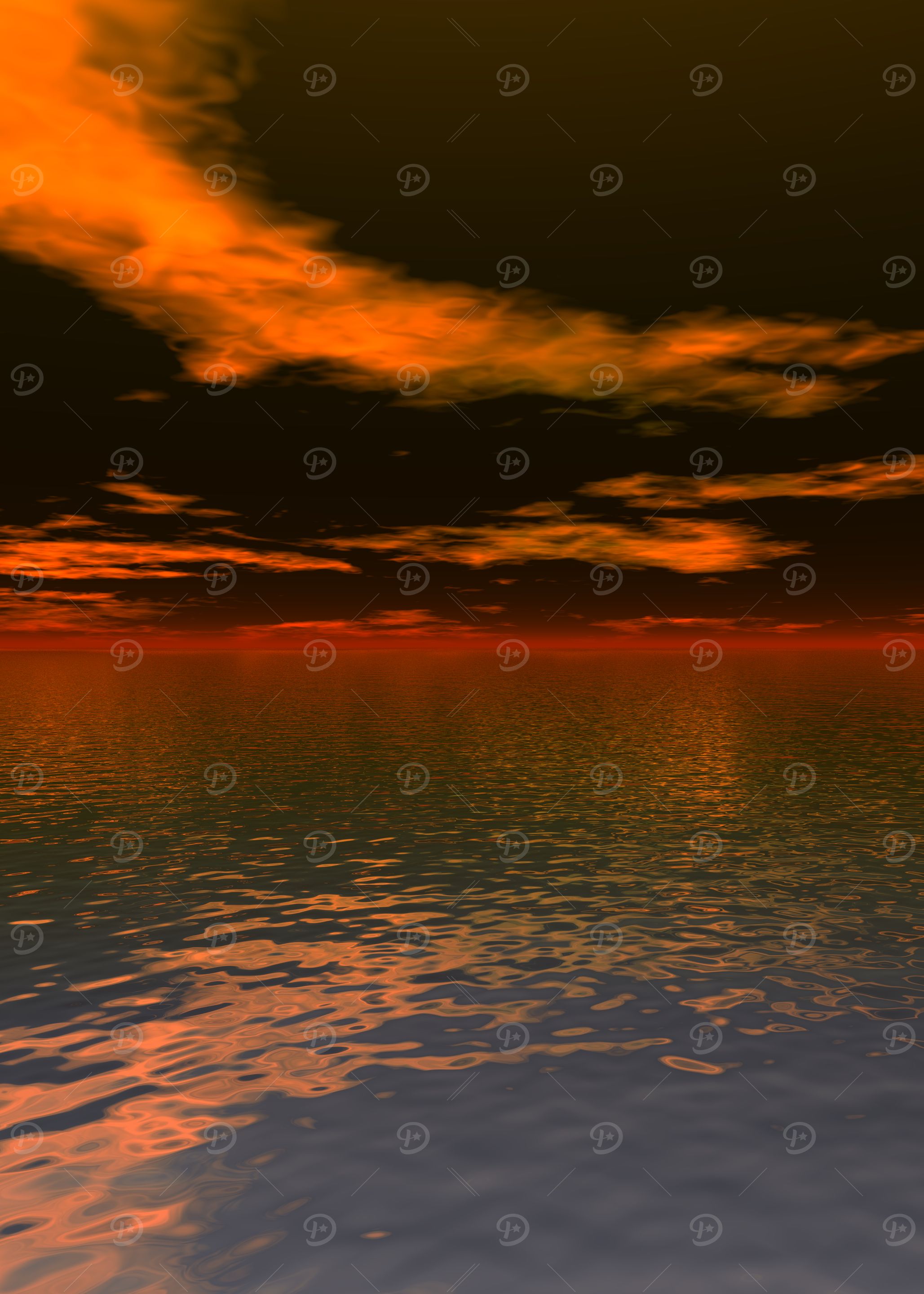 Fiery Sunset Over Water