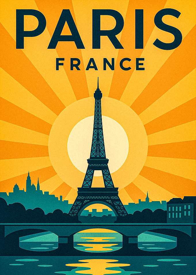 Paris France Travel Poster Art