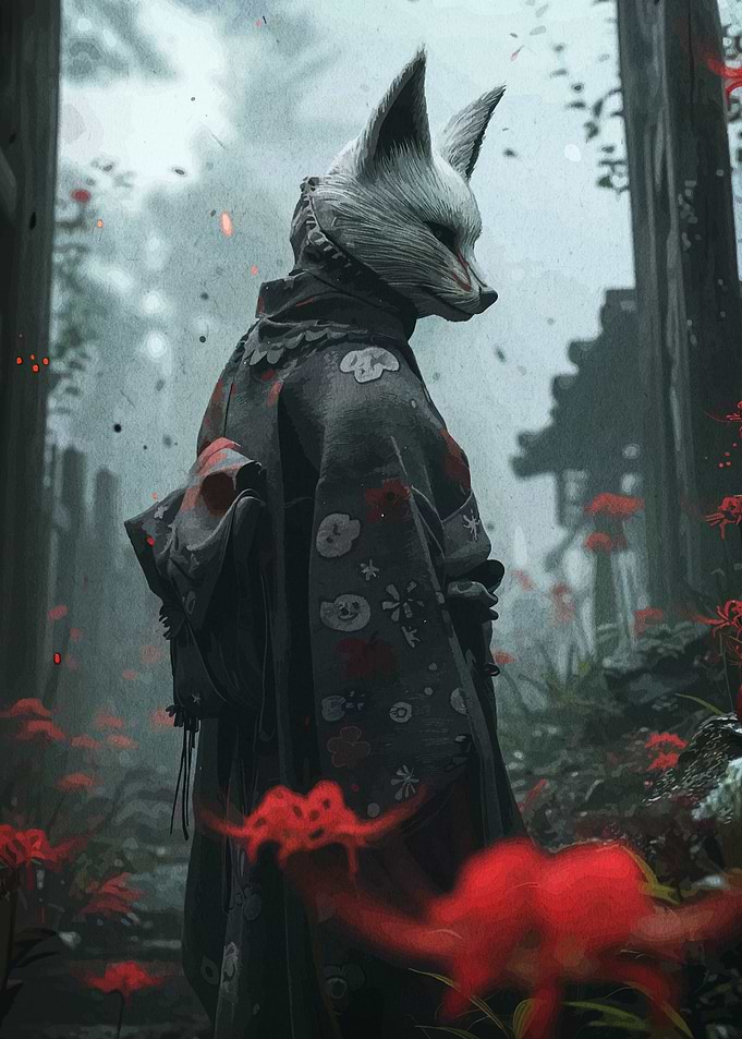 Fox Spirit in a Japanese Garden