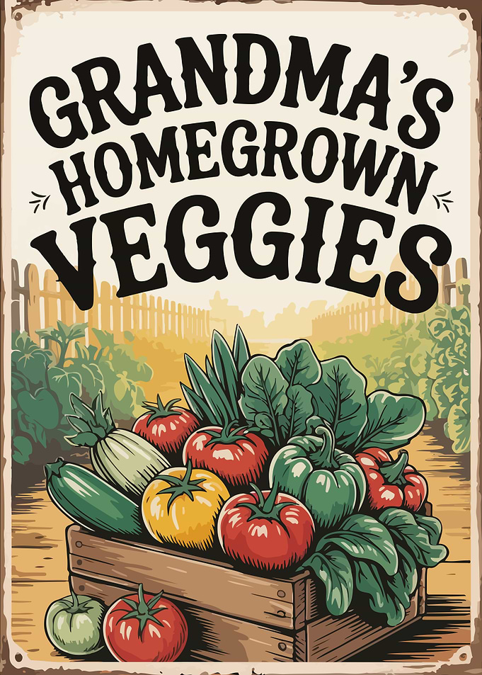 Grandma's Homegrown Veggies Vintage Sign