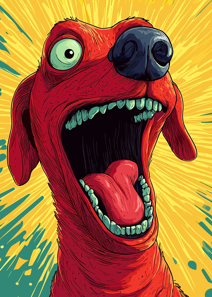 Cartoon Dog with Open Mouth