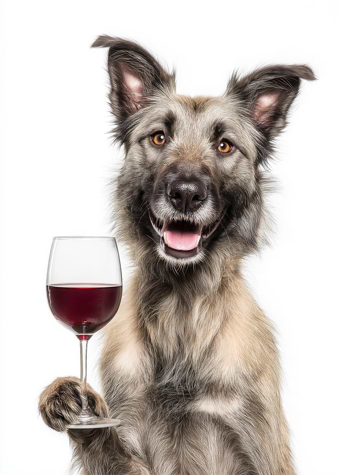 Belgian Laekenois dog with Wine Glass