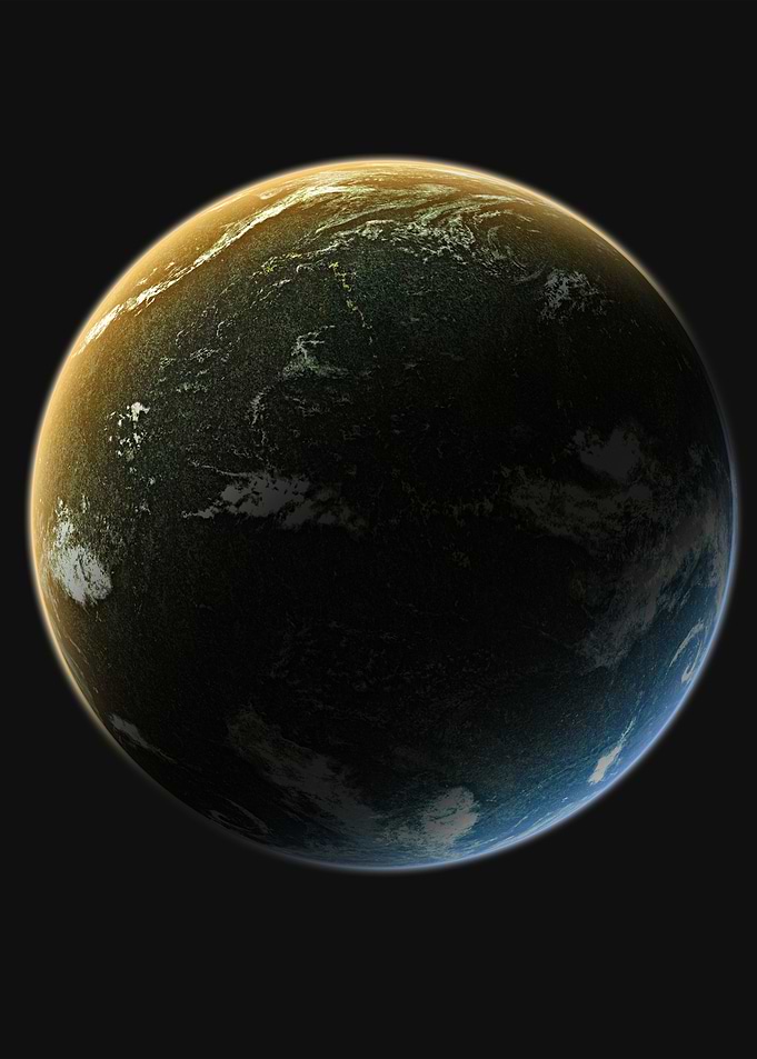 exoplanet with atmosphere on dark background
