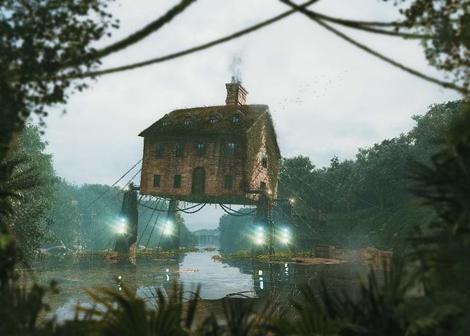 House on Stilts in Lush Environment