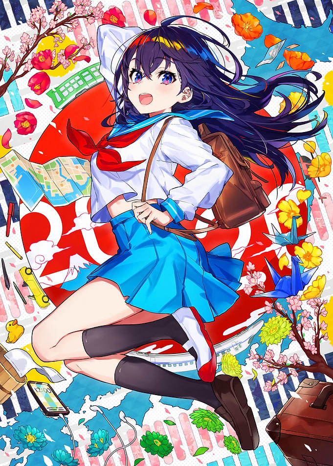 Anime Girl in School Uniform Illustration