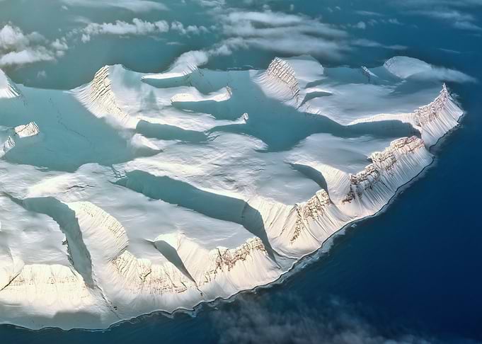Aerial view of snow-covered mountains