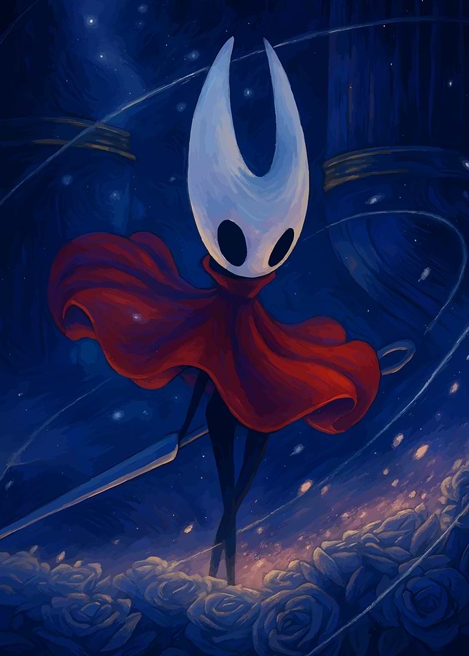 Hollow Knight Hornet Amidst Floral Bloom