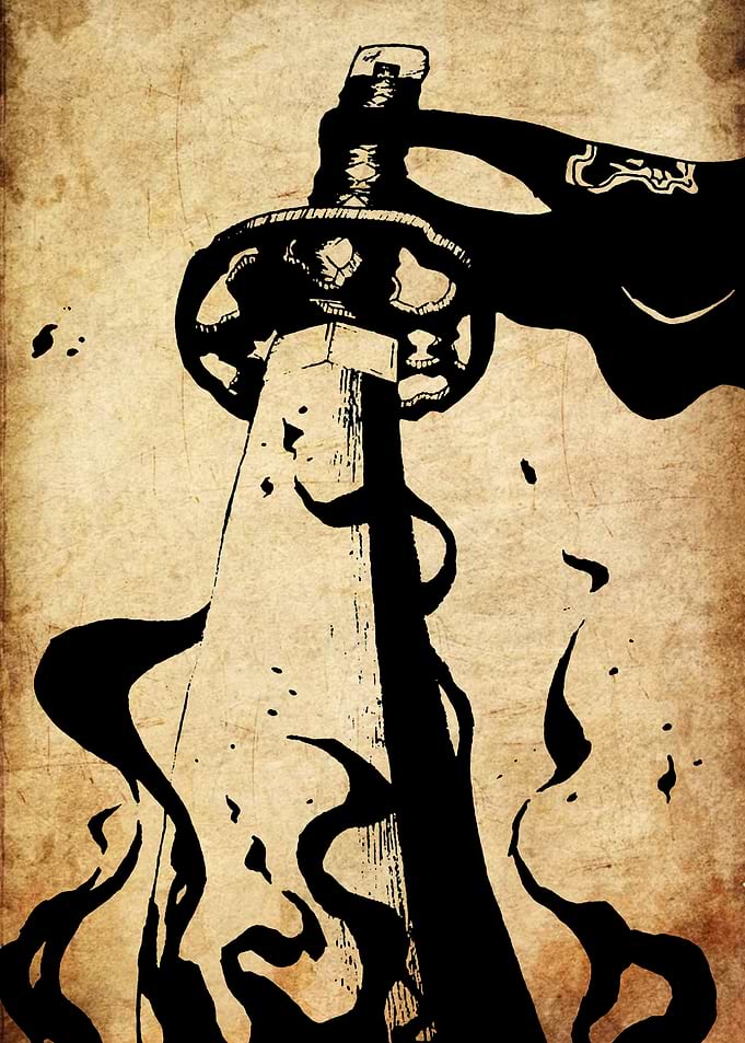 Samurai Sword Ink Art