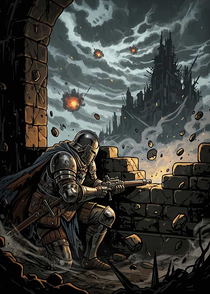 Medieval Knight War-Torn Landscape