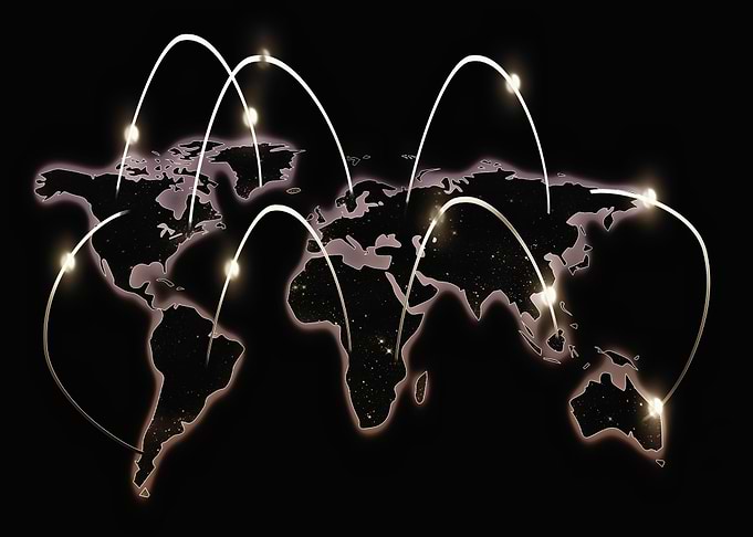 Global Network Connections on World Map
