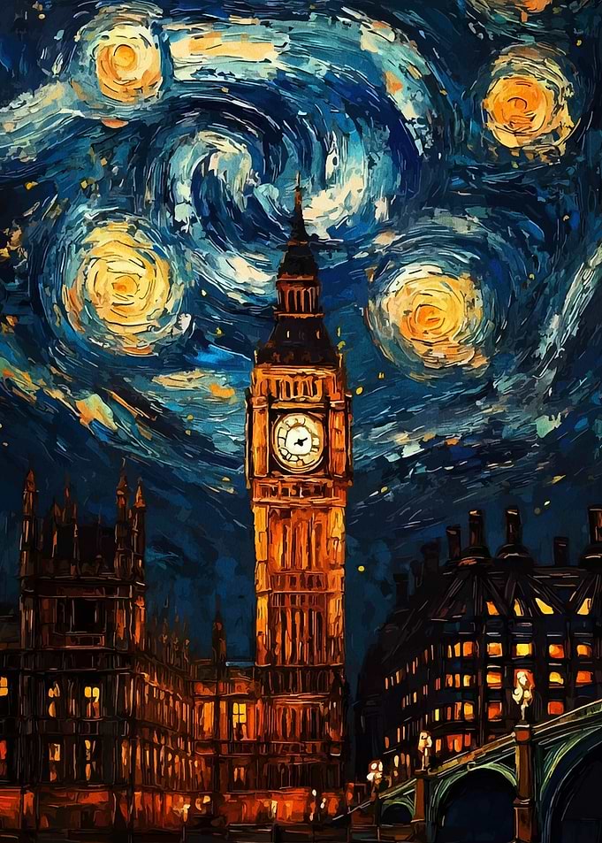 Big Ben Starry Night Painting