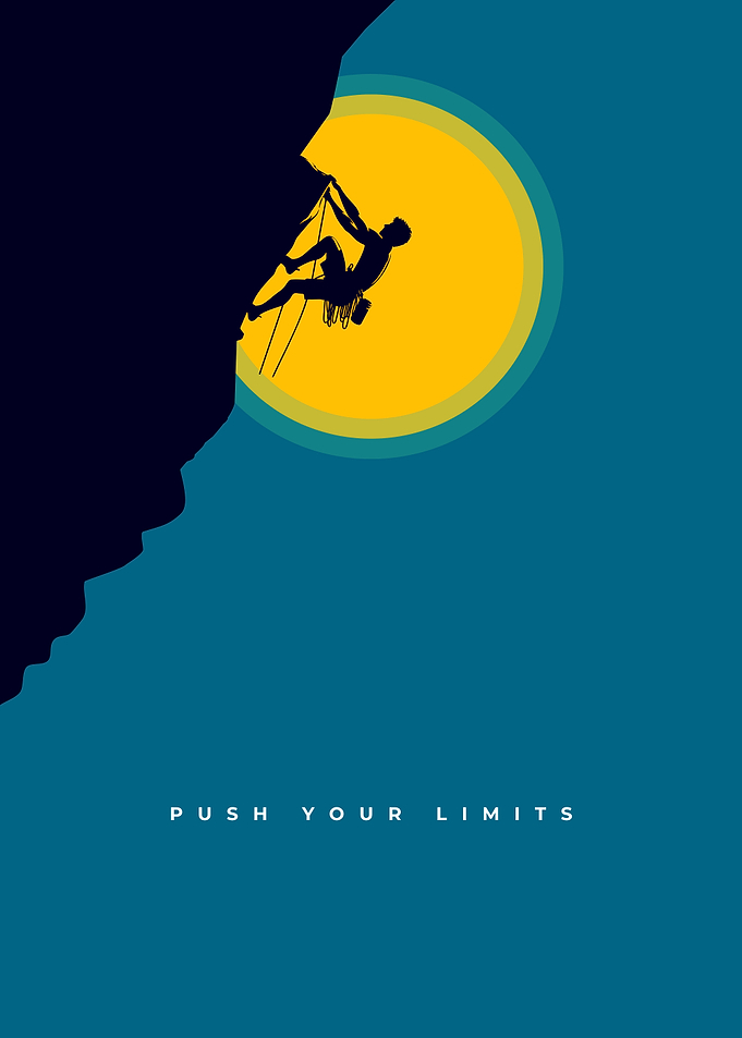 Rock Climbing Silhouette with Motivational Text