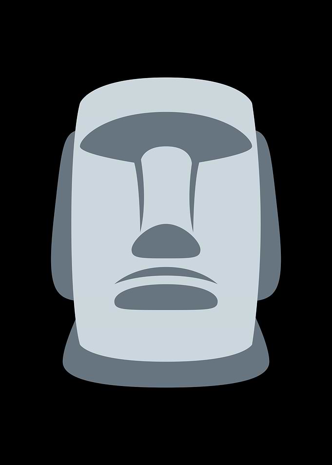 Moai Head Illustration on Black Background Emoji