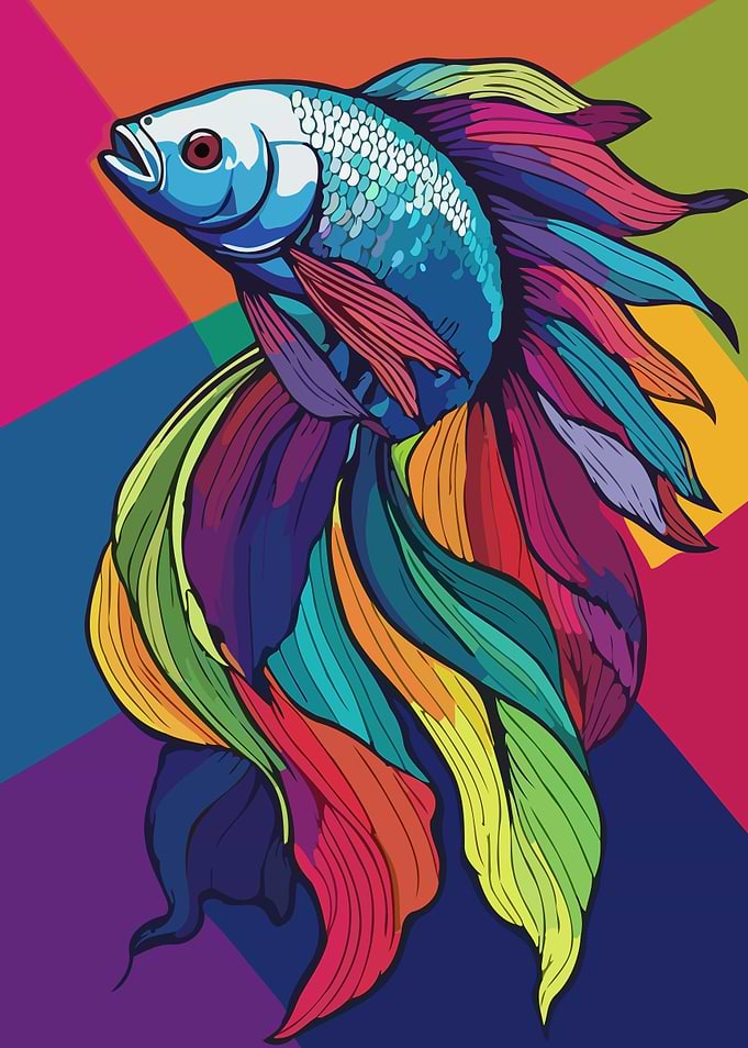 Colorful Betta Fish Pop Art