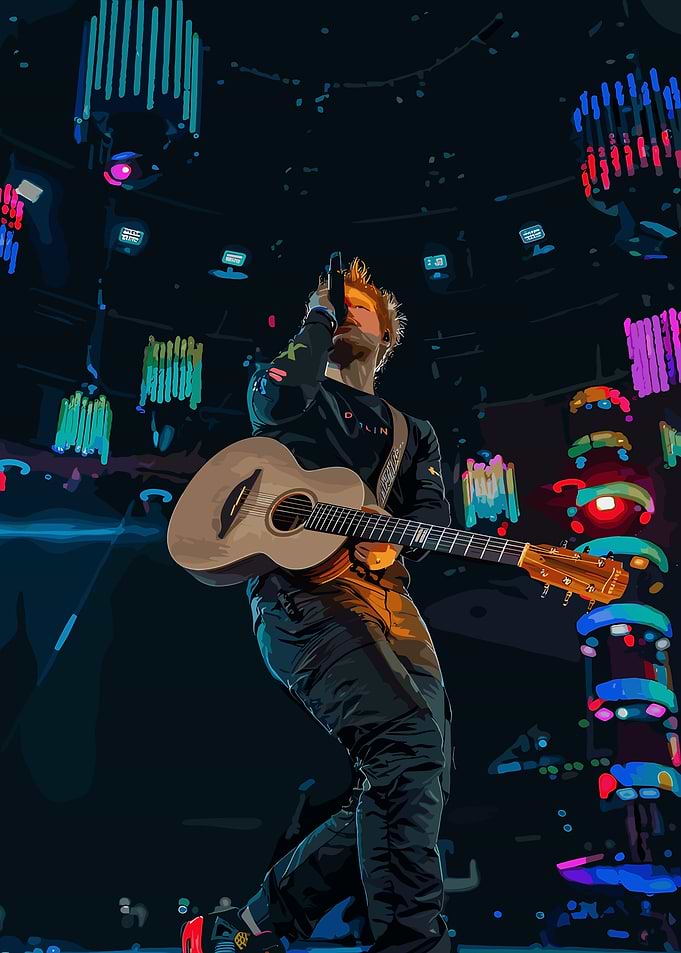 Ed Sheeran performing on stage