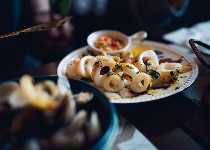 Grilled Calamari Rings with Sauce