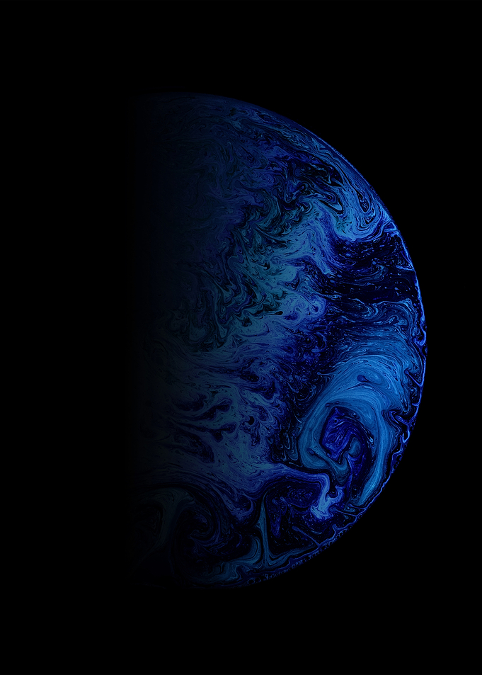 abstract blue planet on black background