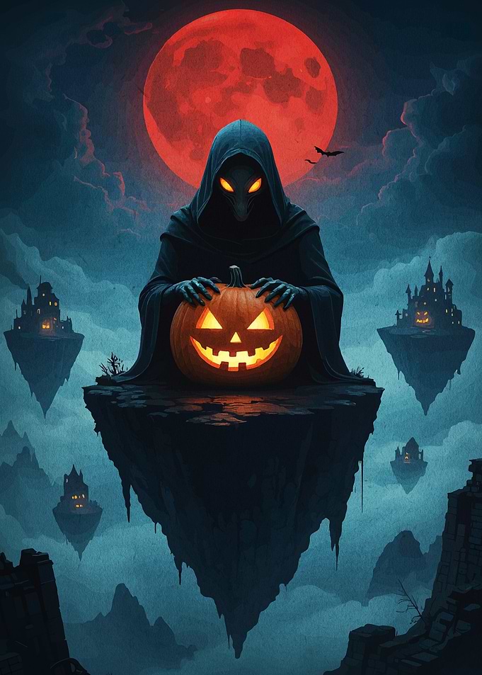 Halloween Grim Reaper with Pumpkin
