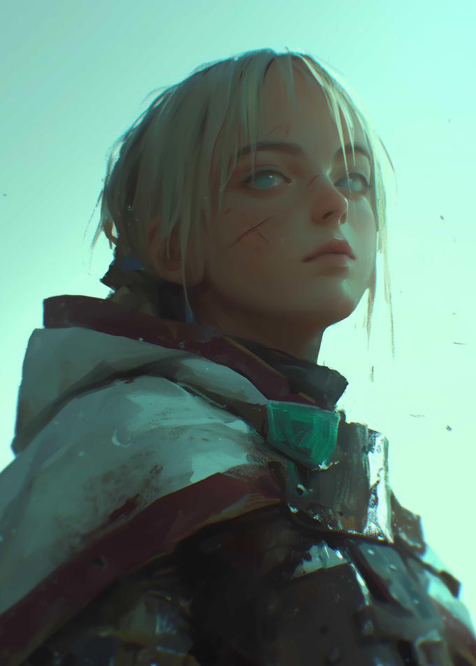 Blonde Warrior with Hooded Cape
