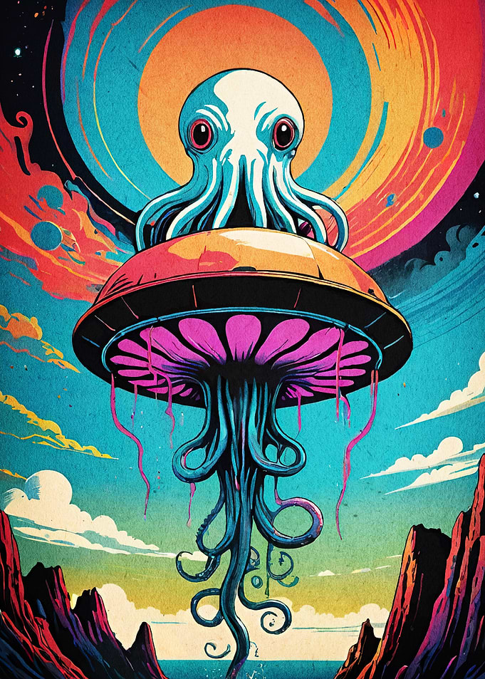 Surreal Octopus Mushroom Landscape