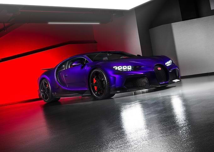 Purple Bugatti Chiron in Modern Garage