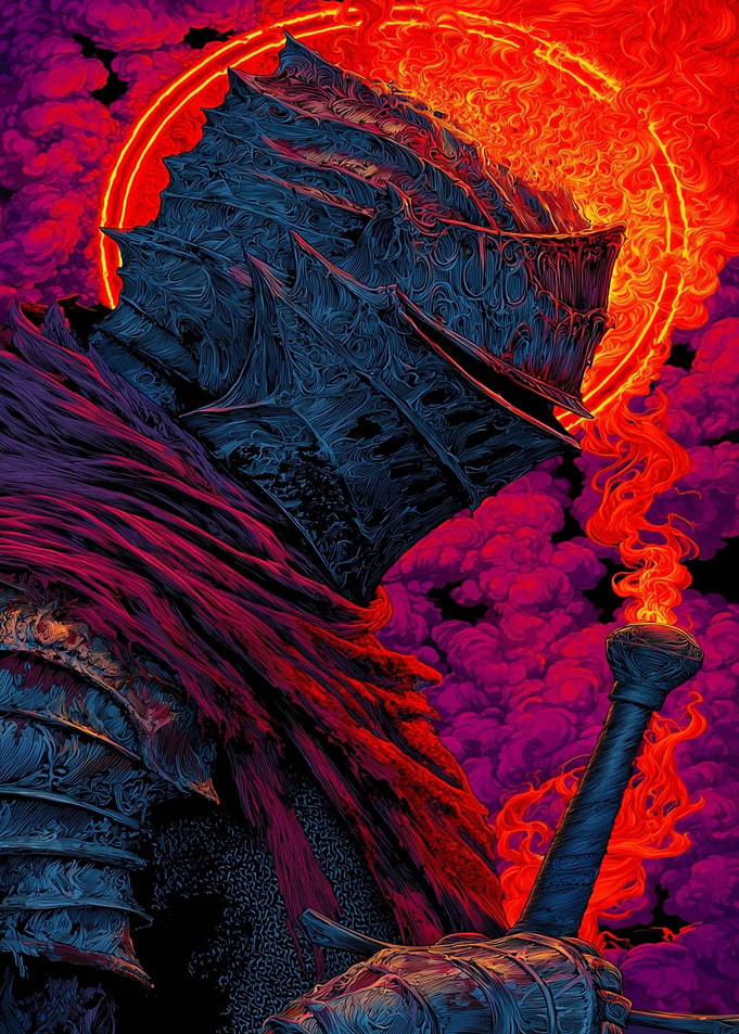 Dark Souls Knight with Flaming Sword