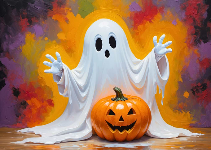 Halloween Ghost and Pumpkin Painting