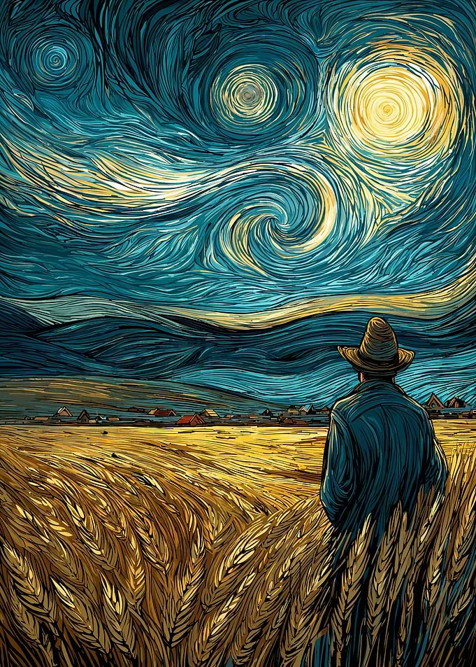 Wheatfield under a Starry Night