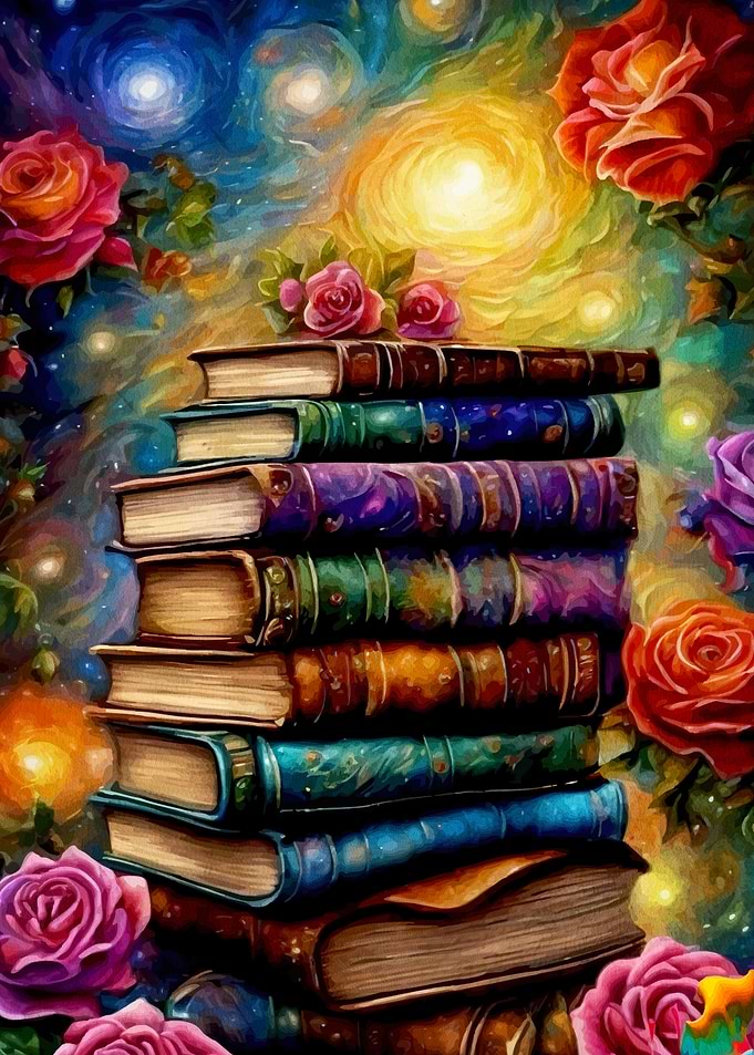 Stack Books Roses