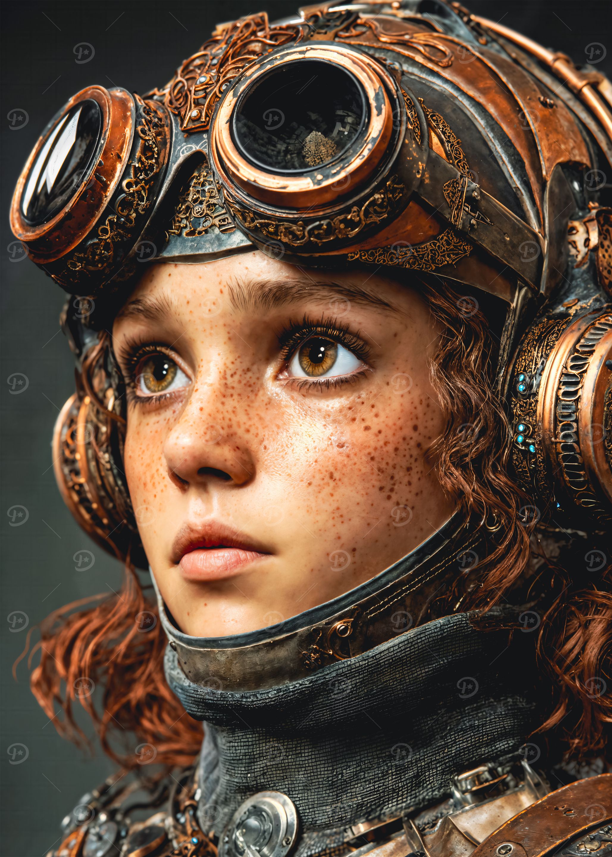 Steampunk Girl with Goggles Portrait
