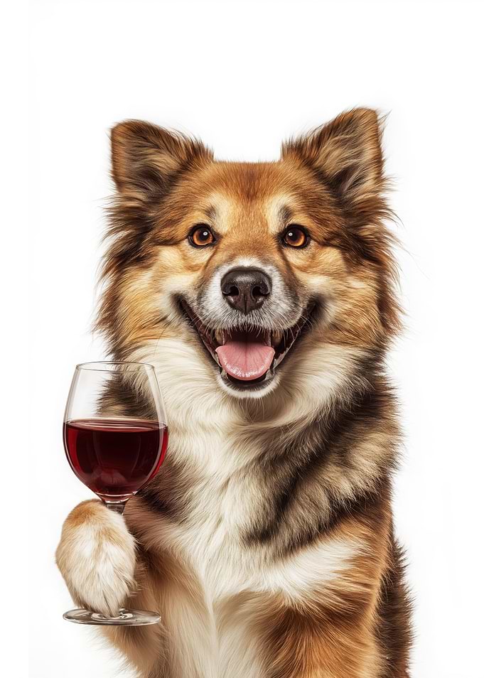 Norwegian Lundehund dog with Wine Glass Portrait