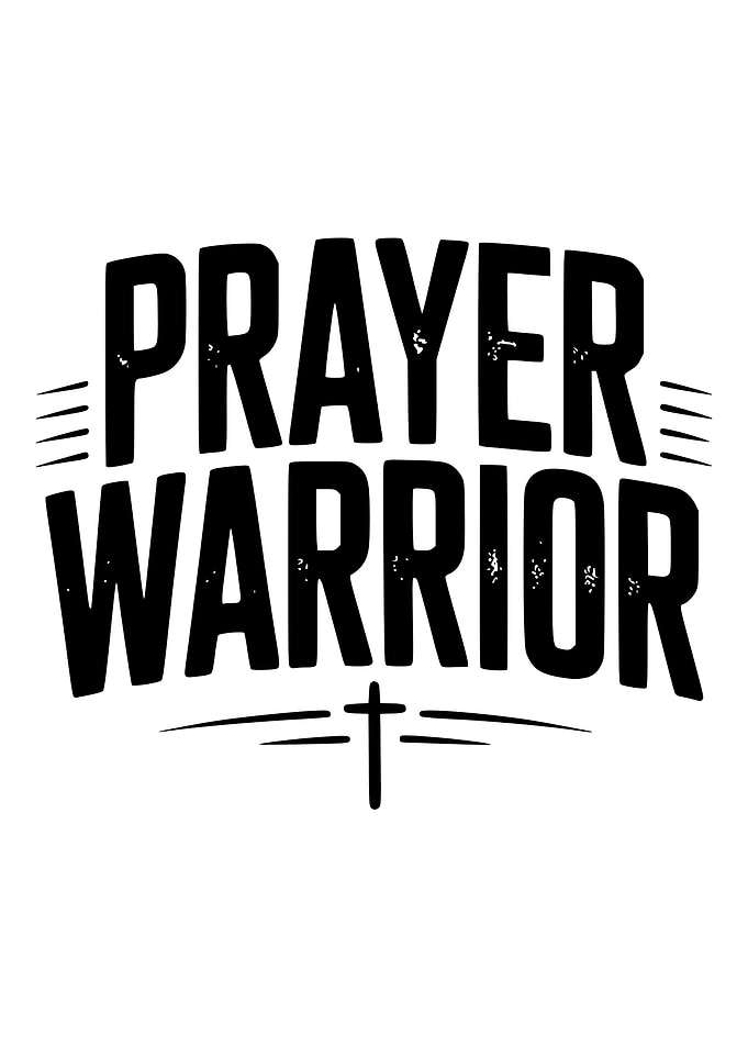 Prayer Warrior Black and White Graphic