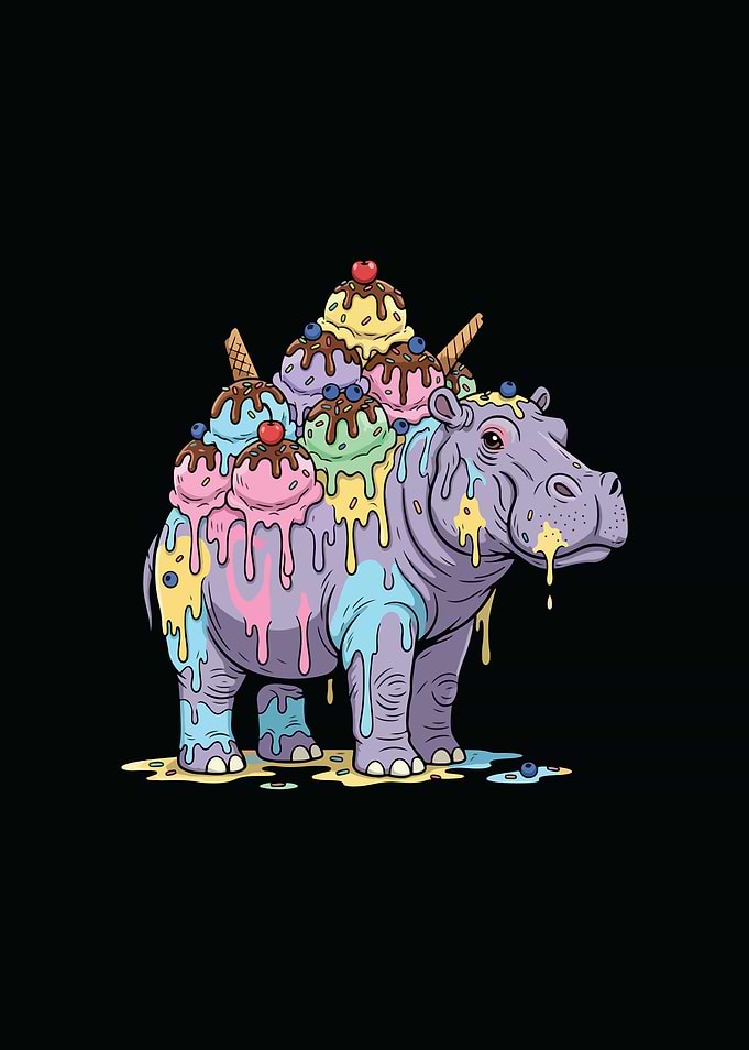 Hippo with Ice Cream Sundae Topping