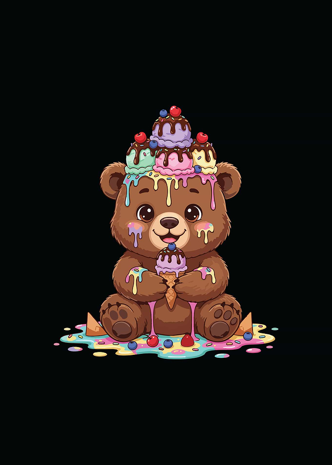Cartoon Bear with Ice Cream
