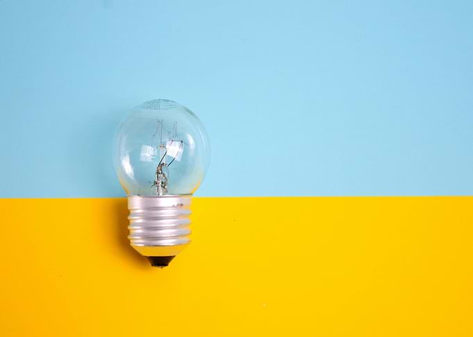 Light Bulb on Blue and Yellow