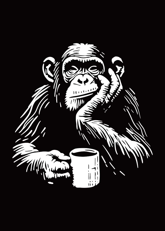 Monkey with Coffee Cup Illustration