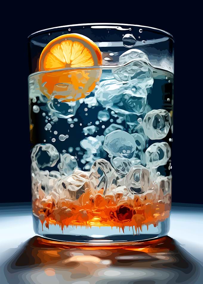Refreshing Drink with Orange Slice