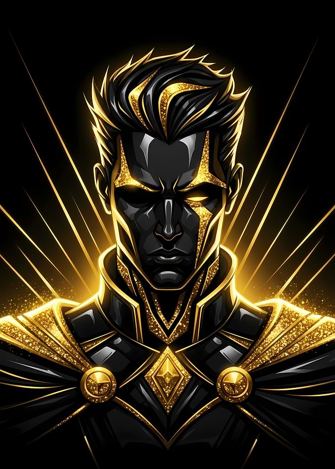 Black and Gold Superhero Portrait