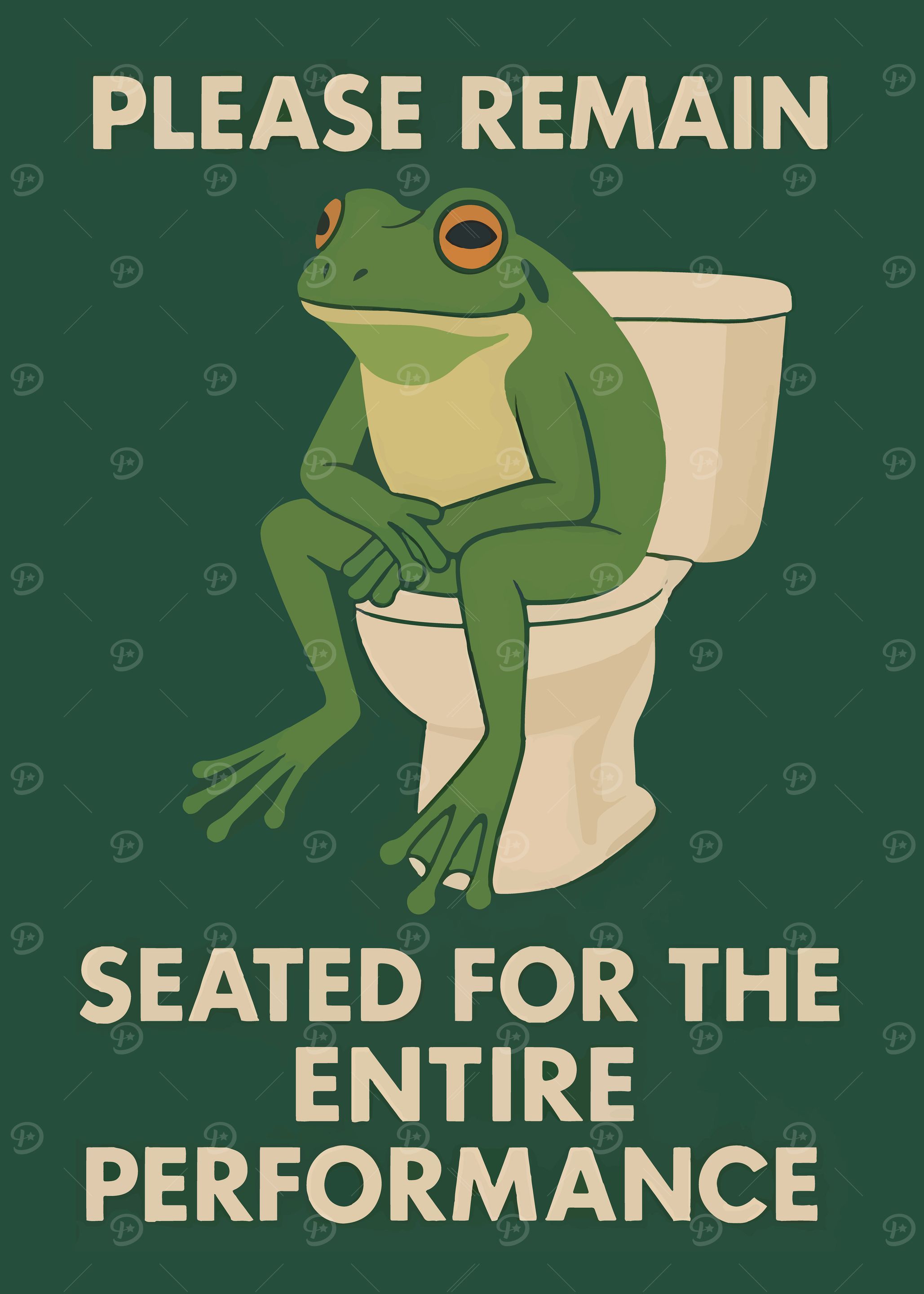 Frog on Toilet: Humorous Illustration